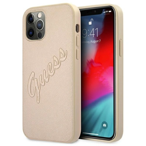Etui Guess GUHCP12LRSAVSLG Apple iPhone 12 Pro Max złoty/gold hardcase Saffiano Vintage Script