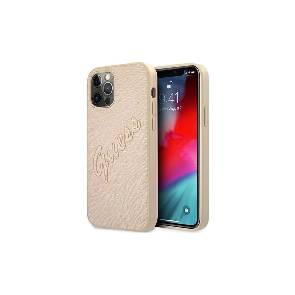 Hurtownia GSM - Etui Guess GUHCP12LRSAVSLG Apple iPhone 12 Pro Max złoty/gold hardcase Saffiano Vintage Script - GUE988GLD - {ean13} - Hurt