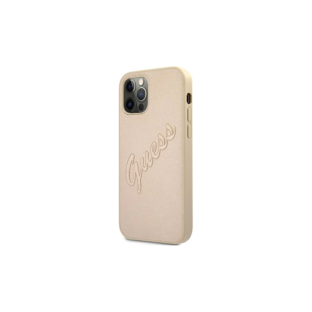 Hurtownia GSM - Etui Guess GUHCP12LRSAVSLG Apple iPhone 12 Pro Max złoty/gold hardcase Saffiano Vintage Script - GUE988GLD - {ean13} - Hurt