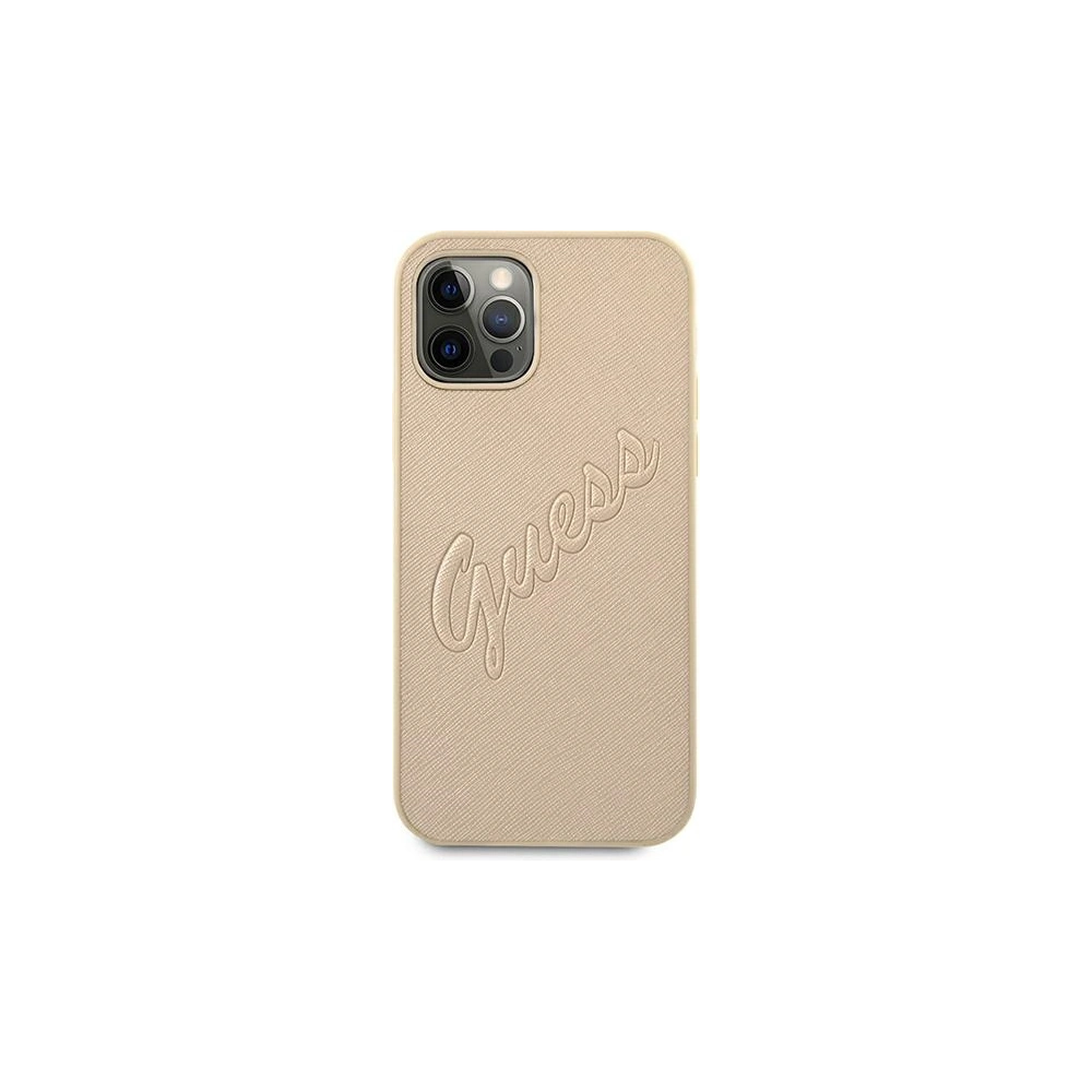 Hurtownia GSM - Etui Guess GUHCP12LRSAVSLG Apple iPhone 12 Pro Max złoty/gold hardcase Saffiano Vintage Script - GUE988GLD - {ean13} - Hurt