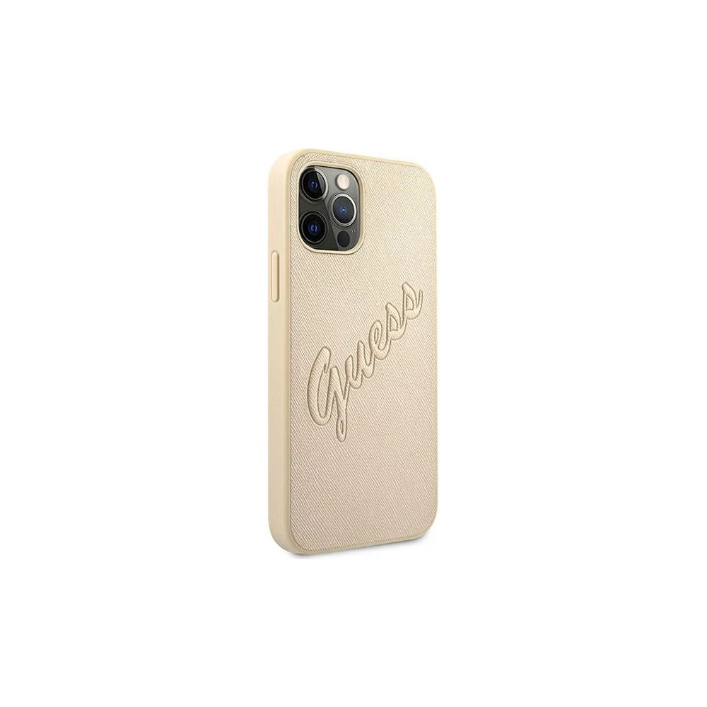 Hurtownia GSM - Etui Guess GUHCP12LRSAVSLG Apple iPhone 12 Pro Max złoty/gold hardcase Saffiano Vintage Script - GUE988GLD - {ean13} - Hurt