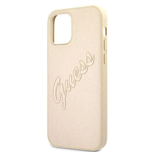 Etui Guess GUHCP12LRSAVSLG Apple iPhone 12 Pro Max złoty/gold hardcase Saffiano Vintage Script