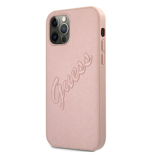 Etui Guess GUHCP12LRSAVSRG Apple iPhone 12 Pro Max różowy/pink hardcase Saffiano Vintage Script