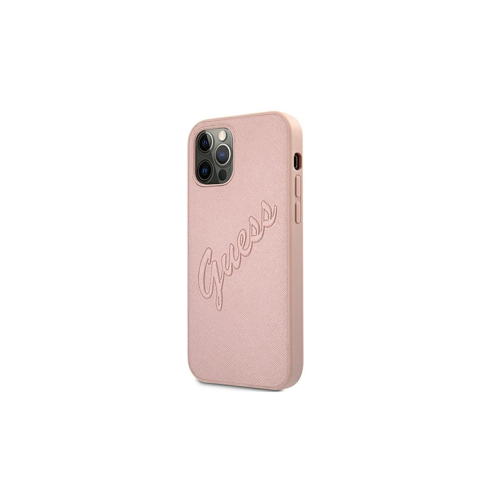 Hurtownia GSM - Etui Guess GUHCP12LRSAVSRG Apple iPhone 12 Pro Max różowy/pink hardcase Saffiano Vintage Script - GUE989PNK - {ean13} - Hurt