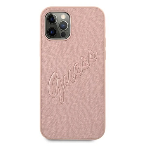 Etui Guess GUHCP12LRSAVSRG Apple iPhone 12 Pro Max różowy/pink hardcase Saffiano Vintage Script