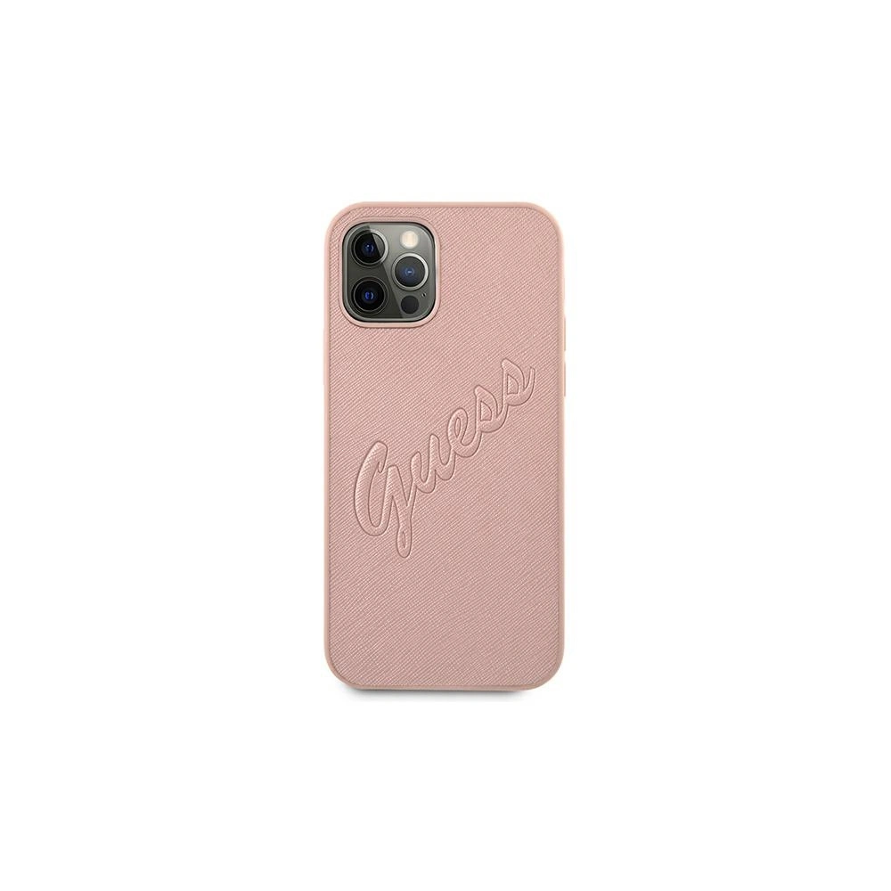 Hurtownia GSM - Etui Guess GUHCP12LRSAVSRG Apple iPhone 12 Pro Max różowy/pink hardcase Saffiano Vintage Script - GUE989PNK - {ean13} - Hurt