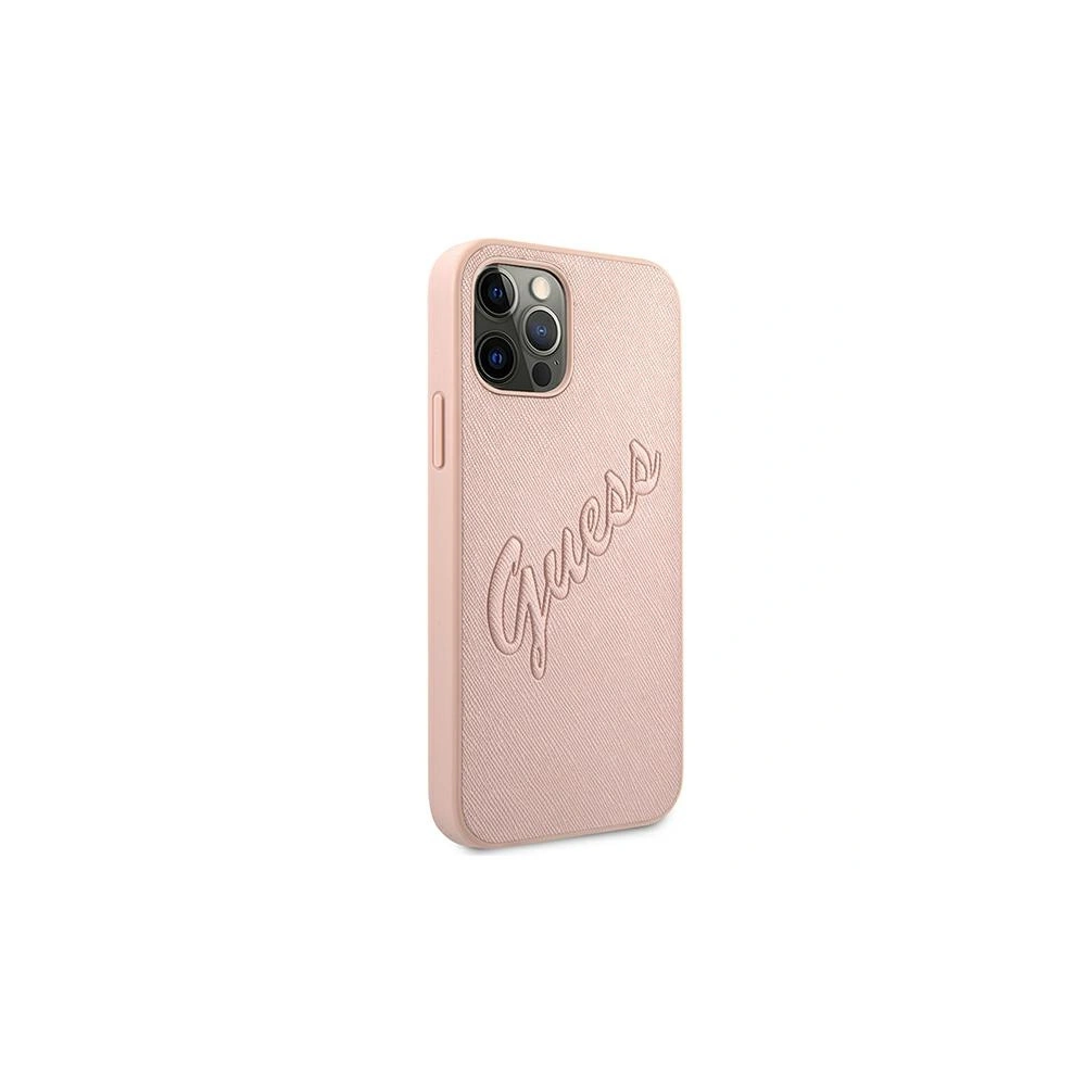 Hurtownia GSM - Etui Guess GUHCP12LRSAVSRG Apple iPhone 12 Pro Max różowy/pink hardcase Saffiano Vintage Script - GUE989PNK - {ean13} - Hurt