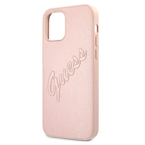 Etui Guess GUHCP12LRSAVSRG Apple iPhone 12 Pro Max różowy/pink hardcase Saffiano Vintage Script