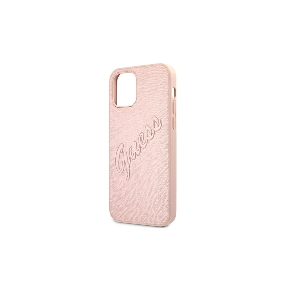Hurtownia GSM - Etui Guess GUHCP12LRSAVSRG Apple iPhone 12 Pro Max różowy/pink hardcase Saffiano Vintage Script - GUE989PNK - {ean13} - Hurt