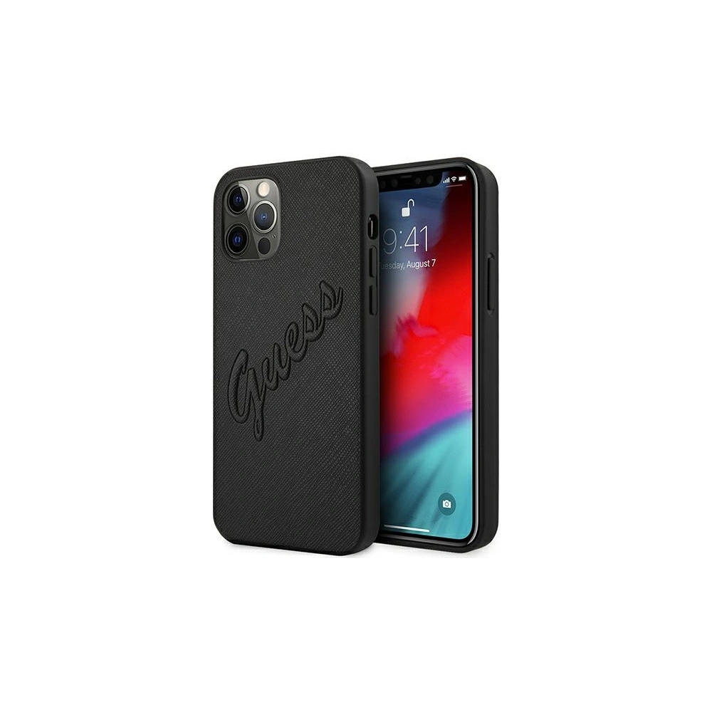 Hurtownia GSM - Etui Guess GUHCP12MRSAVSBK Apple iPhone 12/12 Pro czarny/black hardcase Saffiano Vintage Script - GUE990BLK - {ean13} - Hurt