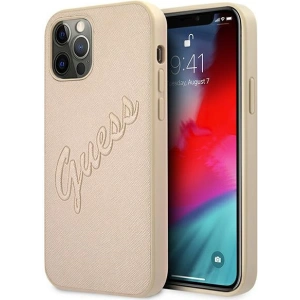Hurtownia GSM - Etui Guess GUHCP12MRSAVSLG Apple iPhone 12/12 Pro zlaté/gold hardcase Saffiano Vintage Script - GUE991GLD - {ean13} - Hurt