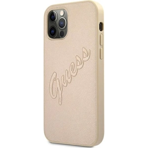 Hurtownia GSM - Etui Guess GUHCP12MRSAVSLG Apple iPhone 12/12 Pro zlaté/gold hardcase Saffiano Vintage Script - GUE991GLD - {ean13} - Hurt