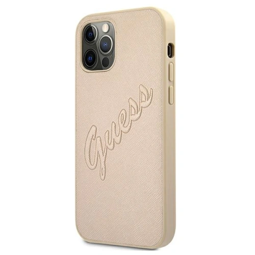 Etui Guess GUHCP12MRSAVSLG Apple iPhone 12/12 Pro złoty/gold hardcase Saffiano Vintage Script