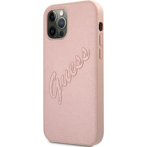 Hurtownia GSM - Etui Guess GUHCP12MRSAVSRG Apple iPhone 12/12 Pro růžový/pink hardcase Saffiano Vintage Script - GUE992PNK - {ean13} - Hurt