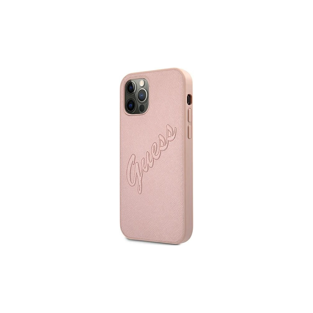 Hurtownia GSM - Etui Guess GUHCP12MRSAVSRG Apple iPhone 12/12 Pro różowy/pink hardcase Saffiano Vintage Script - GUE992PNK - {ean13} - Hurt