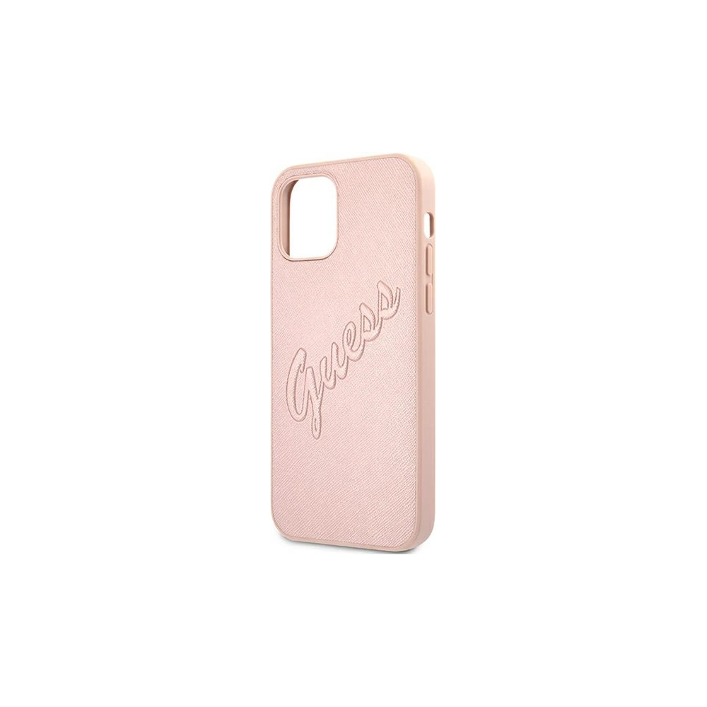 Hurtownia GSM - Etui Guess GUHCP12MRSAVSRG Apple iPhone 12/12 Pro różowy/pink hardcase Saffiano Vintage Script - GUE992PNK - {ean13} - Hurt
