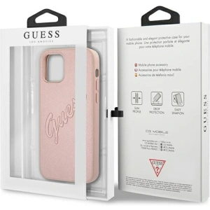 Hurtownia GSM - Etui Guess GUHCP12MRSAVSRG Apple iPhone 12/12 Pro růžový/pink hardcase Saffiano Vintage Script - GUE992PNK - {ean13} - Hurt