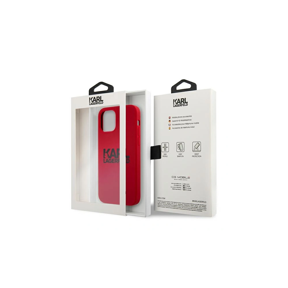 Hurtownia GSM - Etui Karl Lagerfeld KLHCP12MSLKLRE Apple iPhone 12/12 Pro Silicone Stack Logo czerwony/red - KLD501RED - {ean13} - Hurt