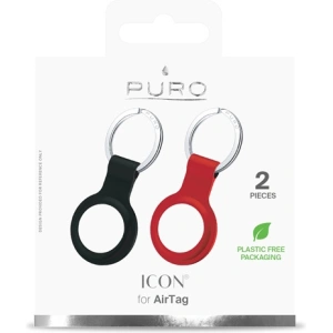 PURO ICON Case Apple AirTag (black & red) [2 PACK]