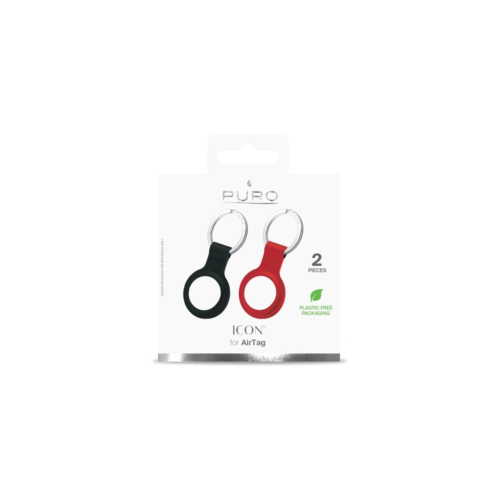 Hurtownia GSM - Silikonové pouzdro PURO ICON Case Apple AirTag (černé a červené) [2 PACK] - PUR421BLKRED - {ean13} - Hurt