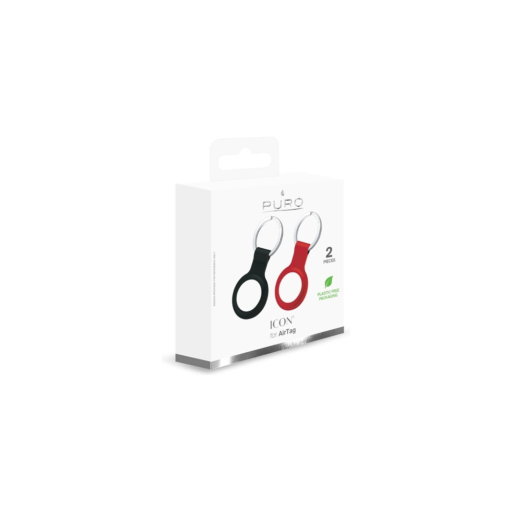 Hurtownia GSM - Silikonové pouzdro PURO ICON Case Apple AirTag (černé a červené) [2 PACK] - PUR421BLKRED - {ean13} - Hurt