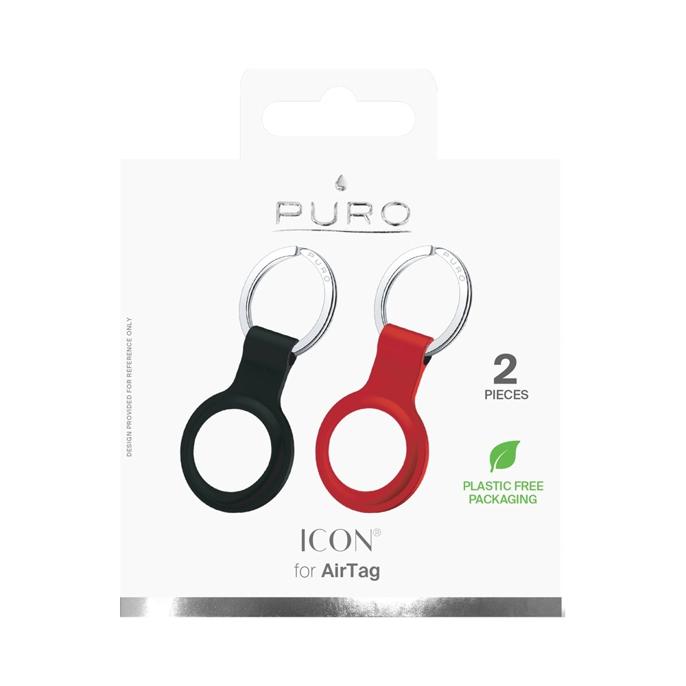 Hurtownia GSM - Silikonové pouzdro PURO ICON Case Apple AirTag (černé a červené) [2 PACK] - PUR421BLKRED - {ean13} - Hurt