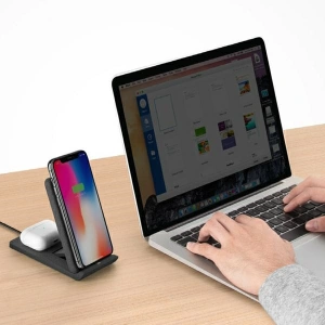 UNIQ Ładowarka indukcyjna Vertex Duo 2in1 15W Fast charge charcoal grey