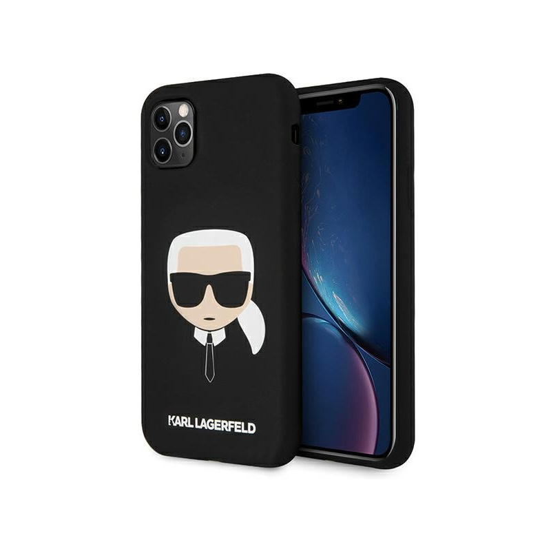 Karl Lagerfeld Distributor - 3666339003326 - KLD492BLK - Karl Lagerfeld KLHCN61SLKHBK Apple iPhone 11 black hardcase Silicone Karl`s Head - B2B homescreen