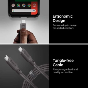 Kabel USB-C Spigen Essential C11C1 PD 60W QC3.0 150cm Gunmetal