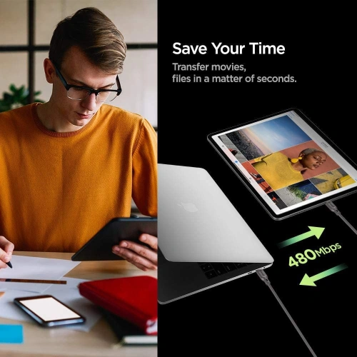 Kabel USB-C Spigen Essential C11C1 PD 60W QC3.0 150cm Gunmetal