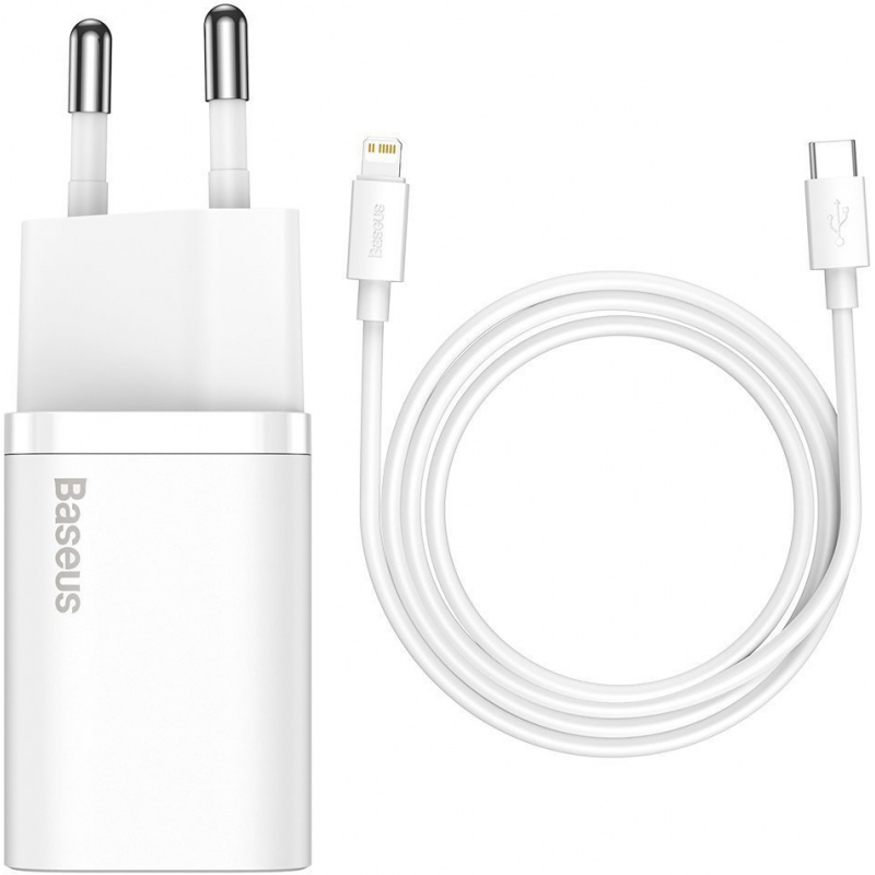 Baseus Distributor - 6953156230064 - BSU2695WHT - Baseus Super Si Quick Charger 1C 20W with USB-C cable for Lightning 1m (white) - B2B homescreen
