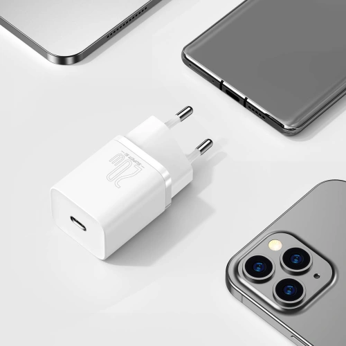 Ładowarka sieciowa Baseus Super Si Quick Charger 1C 20W z przewodem USB-C do Lightning 1m (biała)