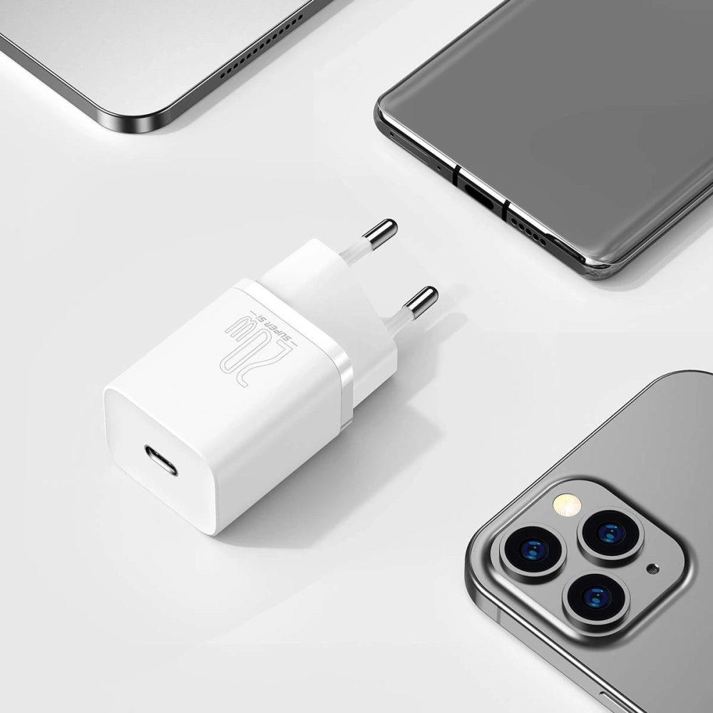 Hurtownia GSM - Síťová nabíječka Baseus Super Si Quick Charger 1C 20W s kabelem USB-C na Lightning 1m (bílá) - BSU2695WHT - {ean13} - Hurt