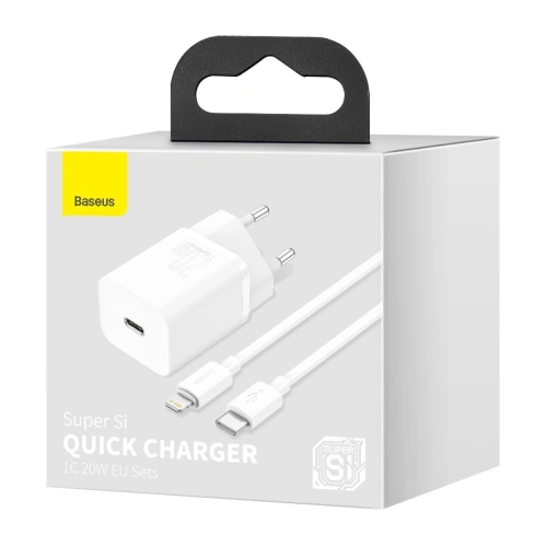 Ładowarka sieciowa Baseus Super Si Quick Charger 1C 20W z przewodem USB-C do Lightning 1m (biała)
