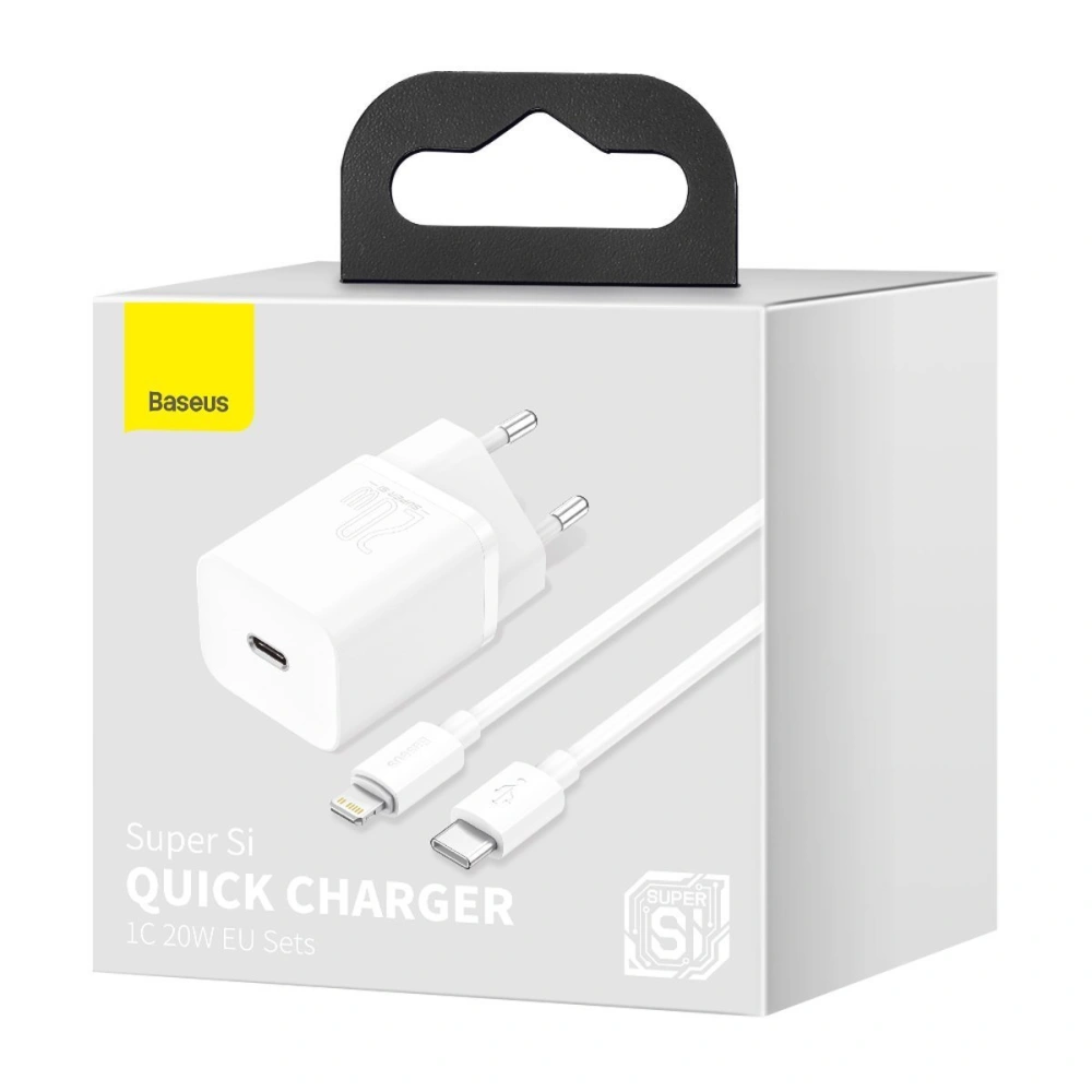 Hurtownia GSM - Síťová nabíječka Baseus Super Si Quick Charger 1C 20W s kabelem USB-C na Lightning 1m (bílá) - BSU2695WHT - {ean13} - Hurt