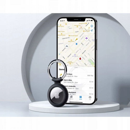 Silikonowe etui ESR Cloud Apple AirTag Black & Black