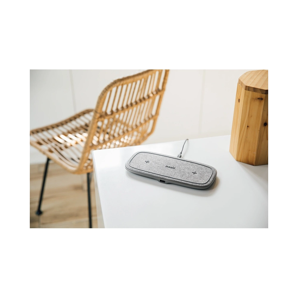 Hurtownia GSM - Dvojitá bezdrátová indukční nabíječka Moshi Sette Q Qi (Nordic Grey) - MOSH144GRY - {ean13} - Hurt