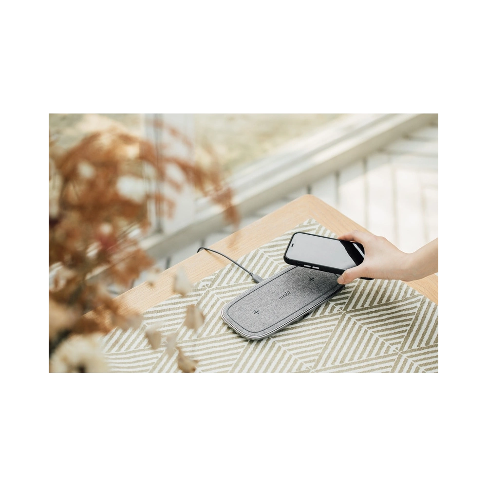 Hurtownia GSM - Dvojitá bezdrátová indukční nabíječka Moshi Sette Q Qi (Nordic Grey) - MOSH144GRY - {ean13} - Hurt