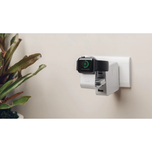 Składana ładowarka MFi do Apple Watch Moshi Flekto z kablem USB (srebrny)