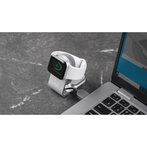 Składana ładowarka MFi do Apple Watch Moshi Flekto z kablem USB (srebrny)