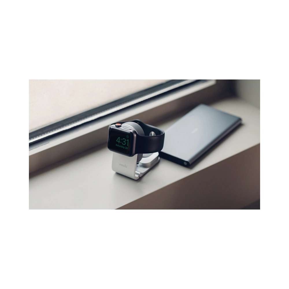 Hurtownia GSM - Skládací nabíječka MFi pro Apple Watch Moshi Flekto s USB kabelem (stříbrná) - MOSH145SLV - {ean13} - Hurt