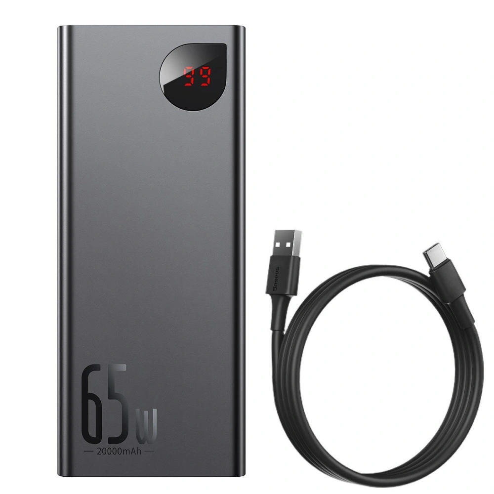 Hurtownia GSM - PowerBank Baseus Adaman Metal 20000mAh, PD, QC 3.0, 65W, 2xUSB + USB-C + micro USB, (czarny) - BSU2696BLK - {ean13} - Hurt
