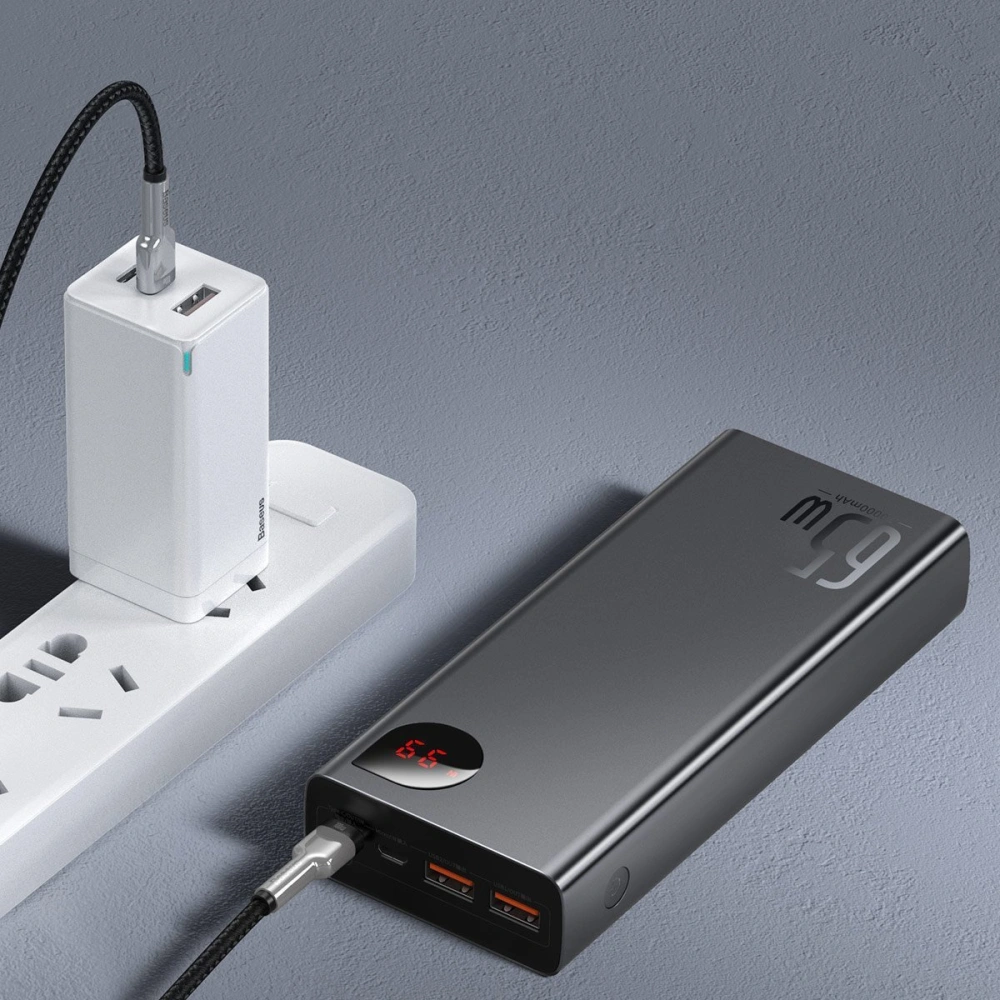 Hurtownia GSM - PowerBank Baseus Adaman Metal 20000mAh, PD, QC 3.0, 65W, 2xUSB + USB-C + micro USB, (czarny) - BSU2696BLK - {ean13} - Hurt