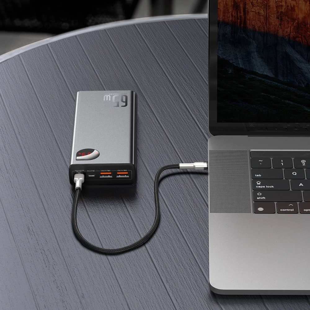 Hurtownia GSM - PowerBank Baseus Adaman Metal 20000mAh, PD, QC 3.0, 65W, 2xUSB + USB-C + micro USB, (czarny) - BSU2696BLK - {ean13} - Hurt