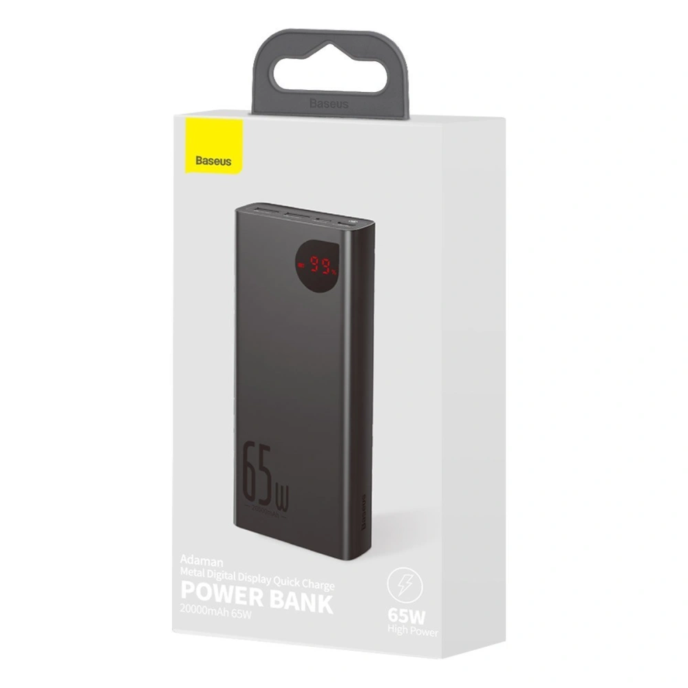 Hurtownia GSM - PowerBank Baseus Adaman Metal 20000mAh, PD, QC 3.0, 65W, 2xUSB + USB-C + micro USB, (czarny) - BSU2696BLK - {ean13} - Hurt