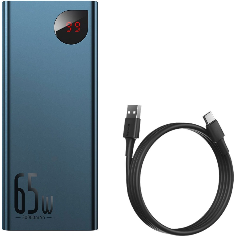 Hurtownia GSM - PowerBank Baseus Adaman Metal 20000mAh, PD, QC 3.0, 65W, 2xUSB + USB-C + micro USB, (modrý) - BSU2697BLU - {ean13} - Hurt