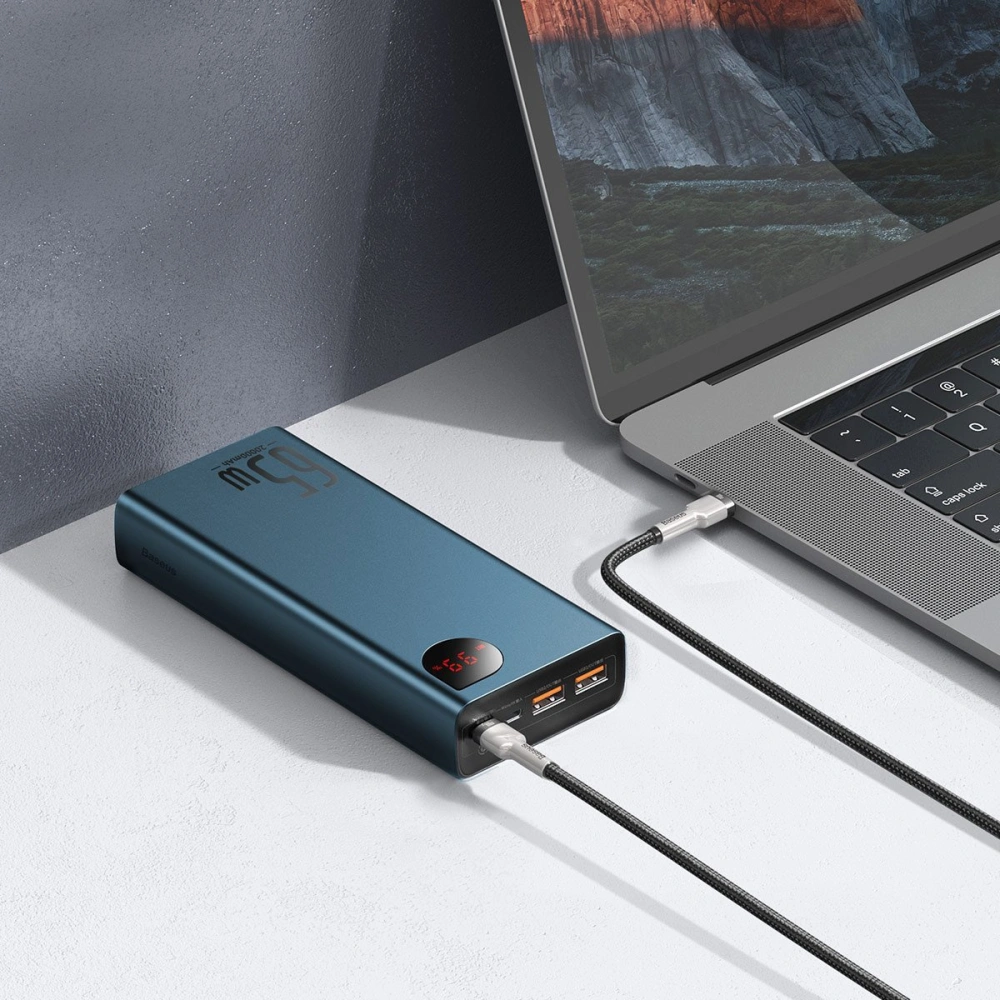 Hurtownia GSM - PowerBank Baseus Adaman Metal 20000mAh, PD, QC 3.0, 65W, 2xUSB + USB-C + micro USB, (modrý) - BSU2697BLU - {ean13} - Hurt