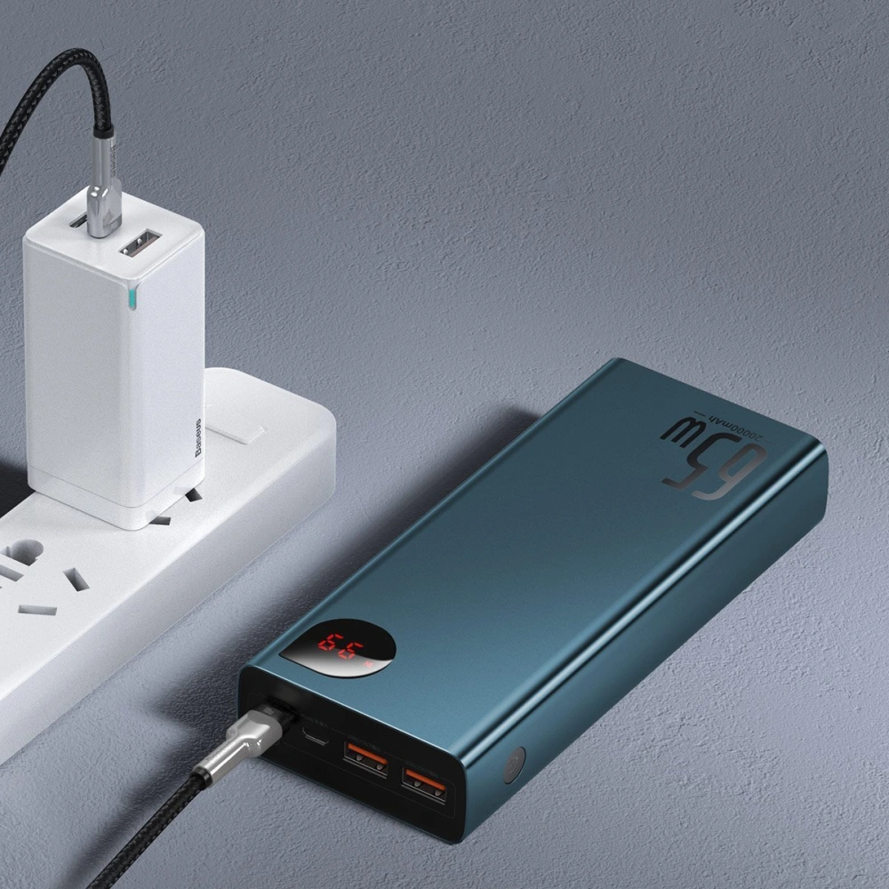 Hurtownia GSM - PowerBank Baseus Adaman Metal 20000mAh, PD, QC 3.0, 65W, 2xUSB + USB-C + micro USB, (modrý) - BSU2697BLU - {ean13} - Hurt