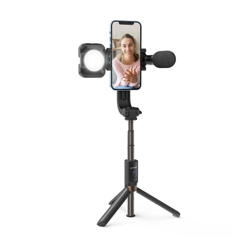 Statyw / tripod / Selfie stick BlitzWolf BW-BS15 z lampą i mikrofonem 
