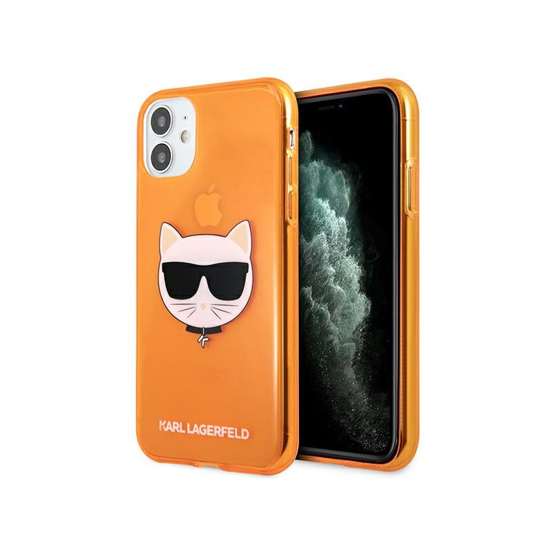 Karl Lagerfeld Distributor - 3666339003470 - KLD513ORG - Karl Lagerfeld KLHCN61CHTRO Apple iPhone 11 orange hardcase Glitter Choupette Fluo - B2B homescreen